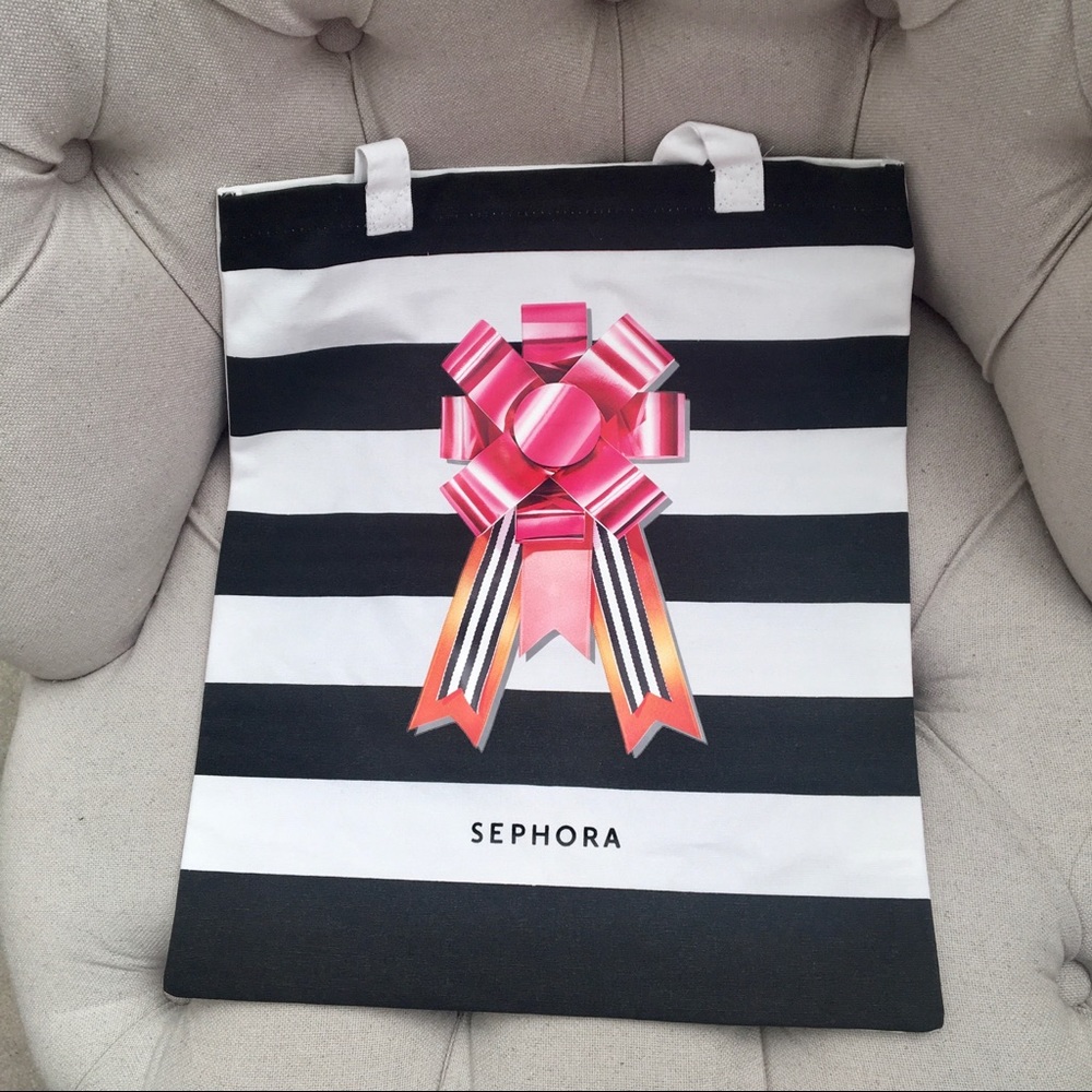 🩷 new Sephora VIB bow holiday canvas tote shopping bag